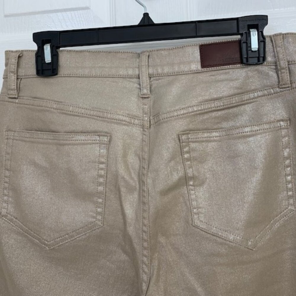 LANDS' END GOLD Shimmer Slim Ankle High Rise Jeans - Picture 5 of 7